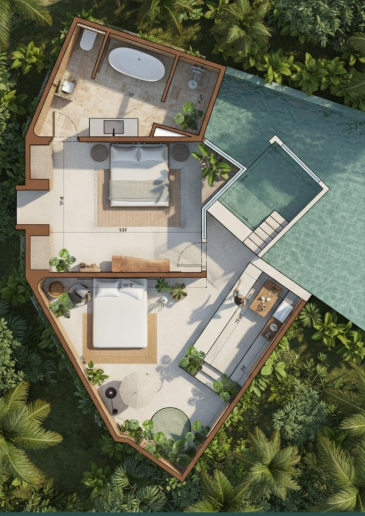 Floor plan – With Afternoon Day Bed & Lounge