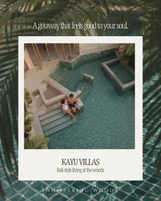 Bali isn’t just a place… it’s a way of living.

Bali isn’t just palms and pools. It’s the art of taking life a little slower, warm water, natural textures, breakfast that doesn’t rush you, and a day that unfolds gently.
That’s the feeling behind Kayu Villas. 

Private pools that feel like part of your room, stone and timber textures that make you instantly softer, and breakfast that arrives like it floated in from a holiday dream.
It’s tropical without trying, calm without rules, and luxurious without noise.

Just you, the pool, and nature acting like your personal background music.

Kayu Villas at Whispering Woods
Two hours from Mumbai.
A little Bali you can keep coming back to.

.
.
.

#resortnearmumbai #thingstodoinmumbai #mumbaigetaway #staycationmumbai #cabinstyle #privatepoolvilla #balistyle #staycationing #mumbaidaily 

.
.
.

Private pool villas in mumbai • mumbai getaway • staycation near mumbai • staycation near thane • Bali style resort • Bali style staycation • Bali villas in mumbai
weekend trip from mumbai • nature escape • hidden resort near mumbai • exclusive boutique villas • tropical luxury stay • romantic weekend getaway
anniversary getaway ideas • proposal stay ideas • instagrammable stay • aesthetic resort near mumbai • forest villa near mumbai • wellness staycation
luxury escapes india • scenic stay near city • low AQI getaway • mindful travel experience • glamping vibes mumbai • greenery near mumbai